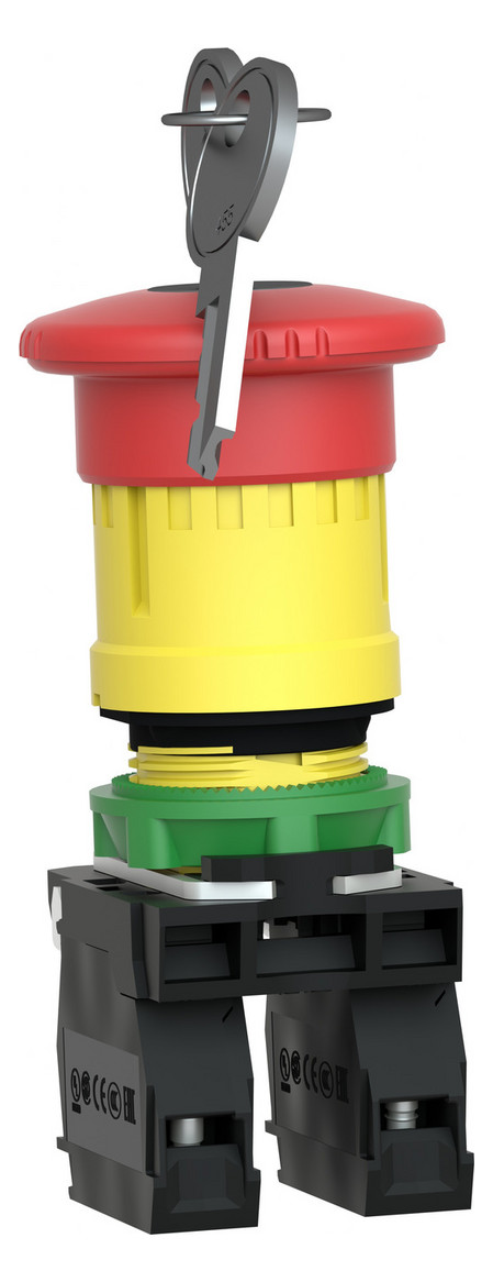 Not-Aus Taster EB IP66 Schlüssel 1S 1Ö Ø22,5mm Einb Schraub