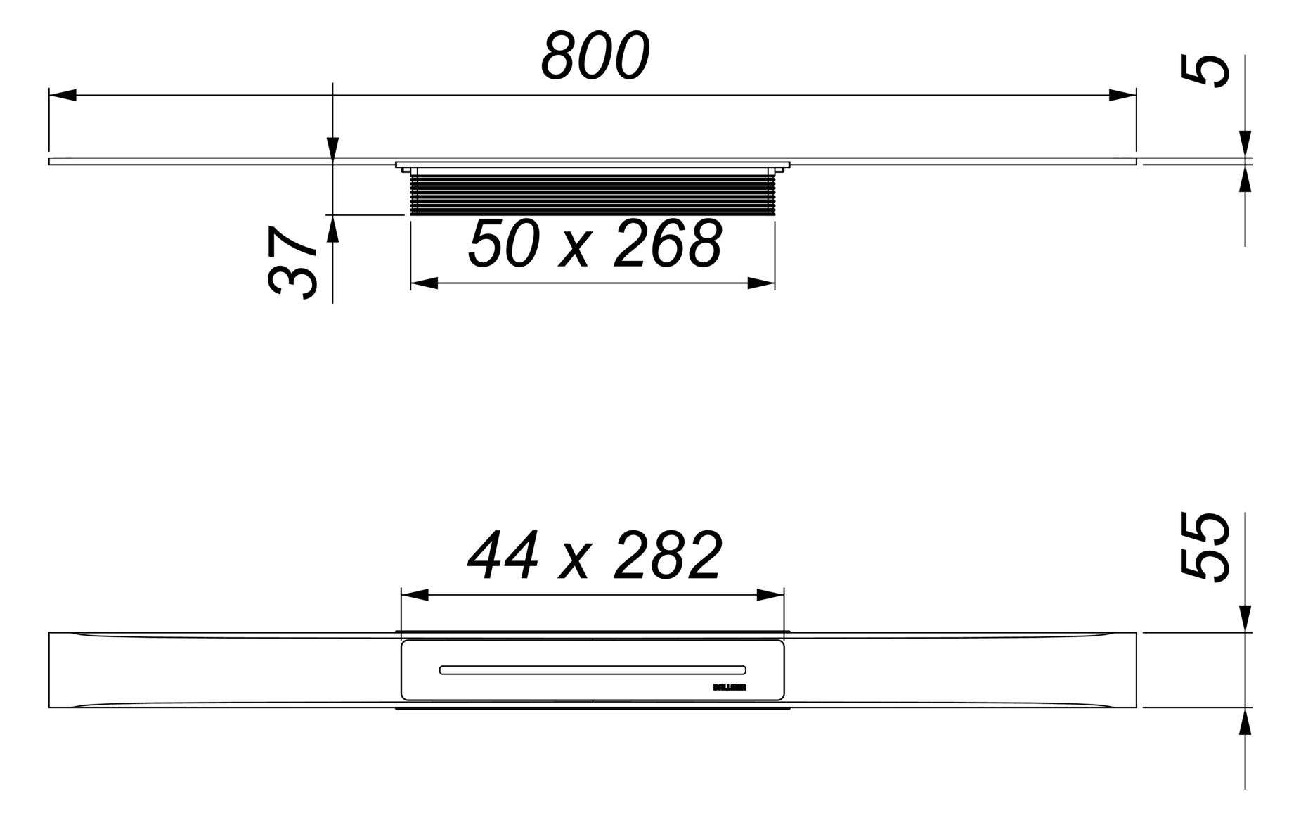 Dallmer Duschrinne CeraFloor Select 800 mm, messing matt