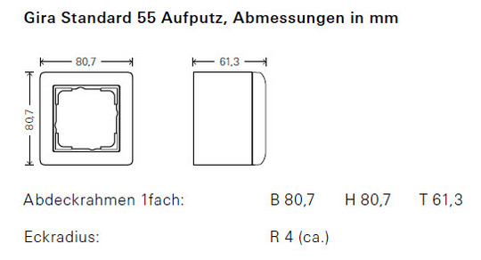 Gehäuse AP 1f Kst rws Standard 55 glz AP-Geh IP20