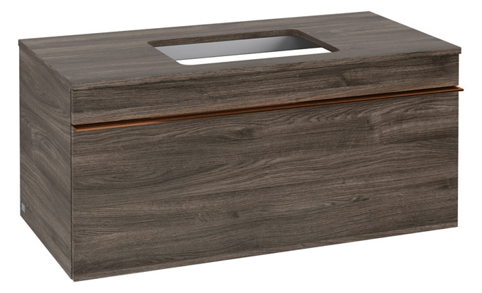V&B Waschtisch-Unterschrank Venticello 95,7x43,6x50,2cm, Waschtisch mittig, Griff Copper, stone oak