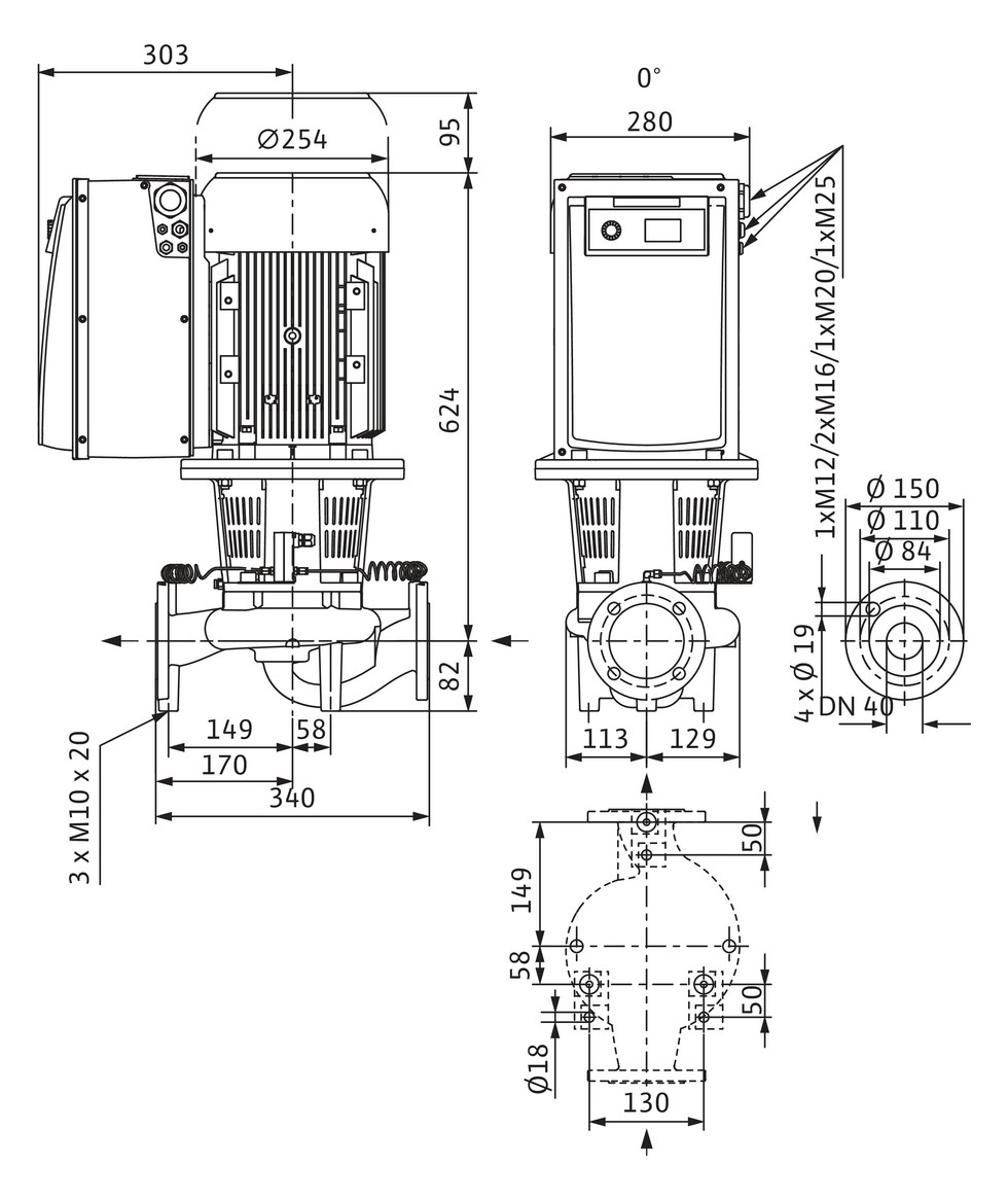 Wilo Trockenläufer-Energiesparpumpe CronoLine IL-E 40/170-5,5/2, 5,5 kW, mit Differenzdruckgeber
