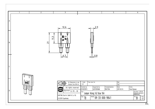 HART Steckbrücke längs, 1x2  09330009841 