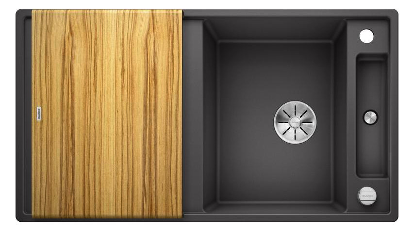 Blanco Spüle AXIA III 5 S SILGRANIT 91,5 x 51 cm, felsgrau, reversibel, mit Holzschneidbrett