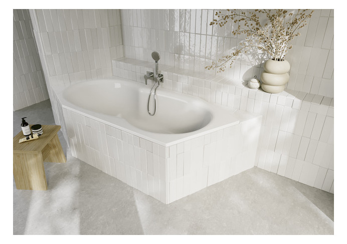 6-Eck-Badewanne BetteMetric 6841 Glasur, natura, 206x90x45cm, Fußende links, Überlauf vorne