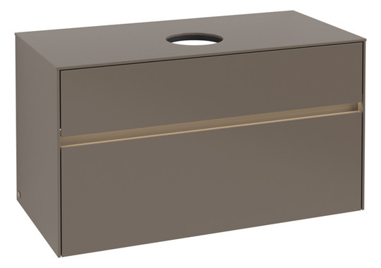 V&B Waschtischunterschrank Collaro 100x54,8x50cm, Waschtisch mittig, LED-Beleuchtung 7,3 W, truffle grey