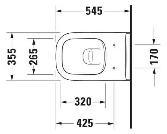 Duravit Wand-Tiefspül-WC D-Code 35,5x54,5cm, 4,5 l, Rimless, weiß