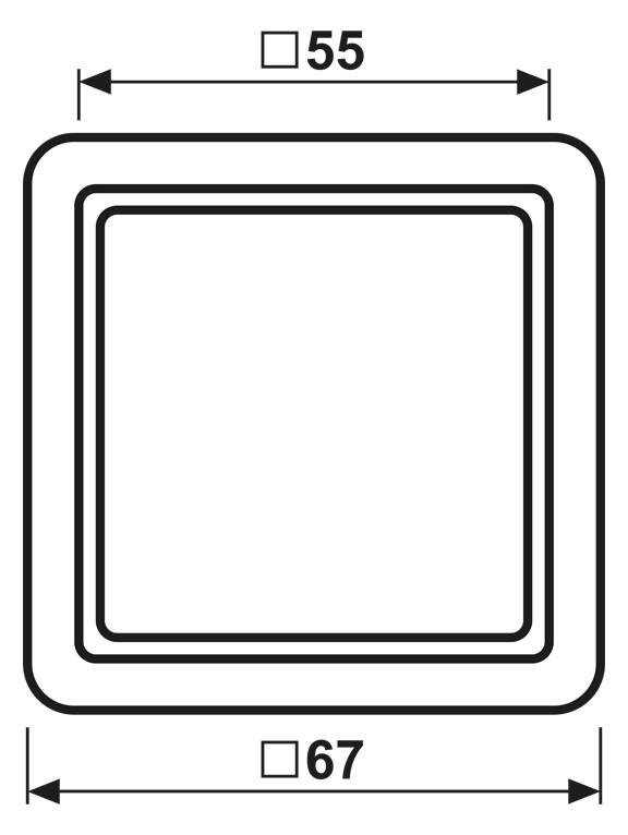 Zwischenrahmen aws CD 55x55mm RAL9010 quadratisch 55mm/quadratisch 55mm