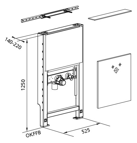 Burda Waschtisch-Modul SANTRO 125 cm, Standardanschluss, für Standarmatur