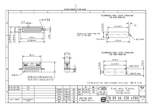 HART HARTING D-SUB STIFTLEIS 09663286700 