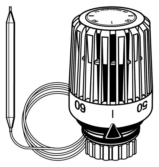 Heimeier Thermostat-Kopf K 40-70 °C, Kapillarrohrlänge 2 m, weiß