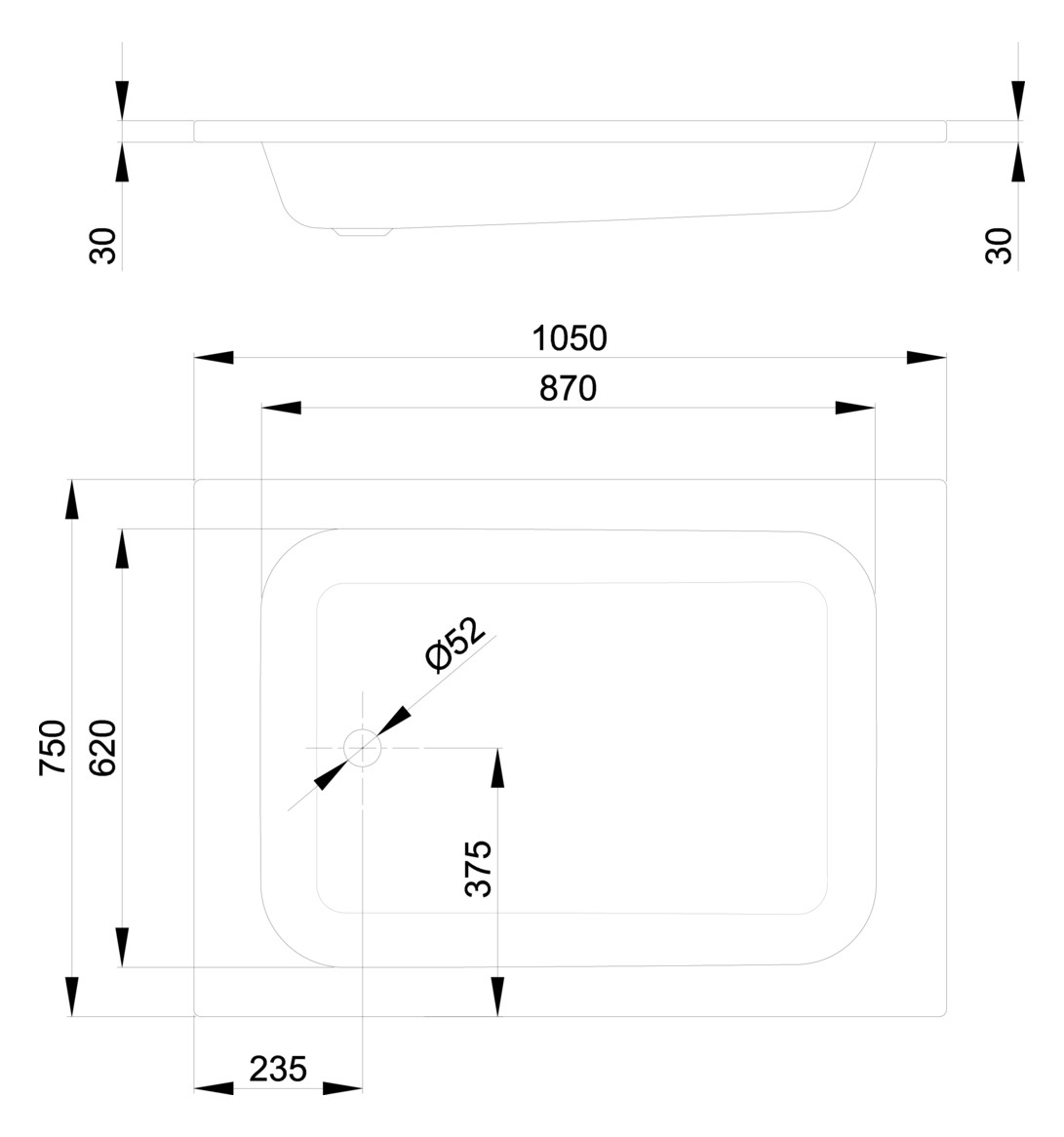 Duschwanne BetteQuinta 105x75x15cm, bahamabeige