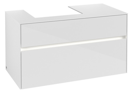 V&B Waschtischunterschrank Collaro 100x54,8x50cm, Waschtisch links, LED-Beleuchtung 7,3 W, glossy white