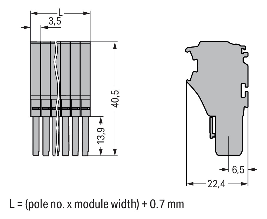 Verbindungsklemme 2p gr Serie 2020 13,5A 0,14-1,5qmm Thermopl 3,5mm Federzugans