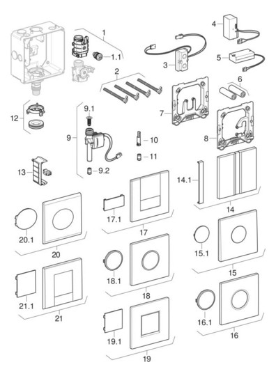 Geberit Infrarot-Urinal-Steuerung Typ 30 Batteriebetrieb, Zinkdruckguss, chrom matt