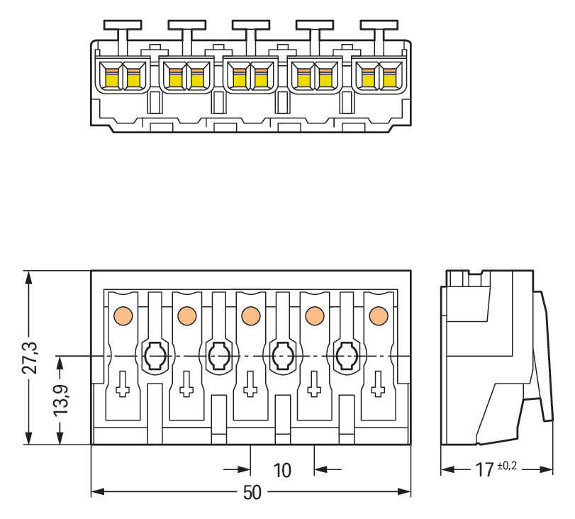 Klemmleiste 5p ws Serie 294 24A Thermopl 0,5-2,5qmm 50mm Federzugans Steckklemm Klemmleiste 5p ws Serie 294 24A Thermopl 0,5-2,5qmm 50mm Federzugans Steckklemm