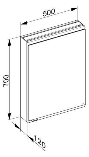 KEUCO Spiegelschrank Royal Modular 2.0 500 x 900 x 120 mm, ohne Steckdose, Wandvorbau, 1-türig, rechts, beleuchtet