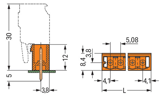 Platinenstecker Stift 6p Serie 231 or 1re 5,08mm Zinn Löt frei