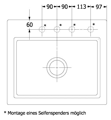 V&B Spüle Subway Style 60S Ablaufgarnitur, mit Handbetätigung und Abtropfgitter, graphit CeramicPlus
