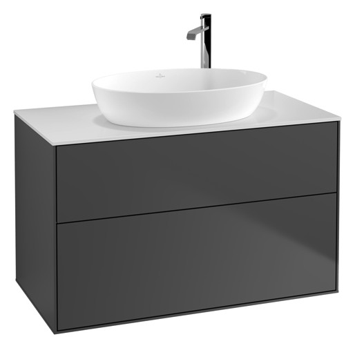 V&B Waschtisch-Unterschrank Wandbeleuchtung Finion 100x60,3cm, Abdeckplatte white matt, Anthracite matt
