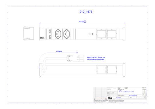Bachmann CONI 2xCH 1xUSB C 60W  912.1673 