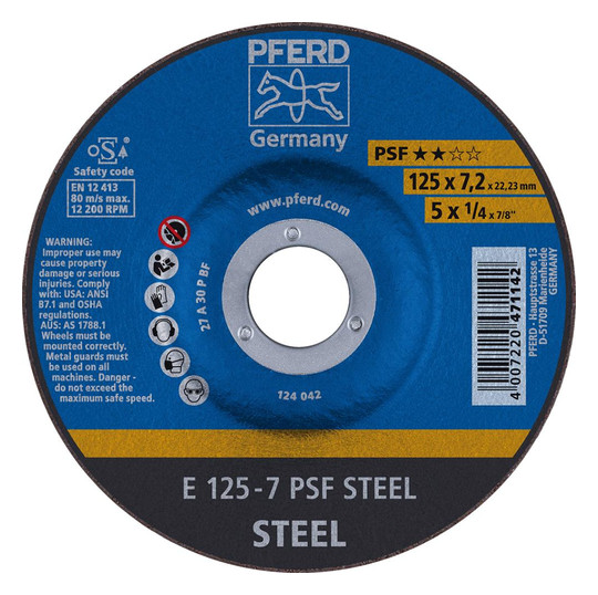 PFERD-Schruppscheiben für Metall PSF STEEL - 125x7,2mm