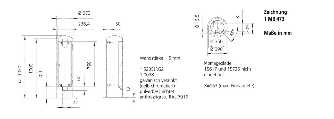 Energiesäule Kst anth IP4 1x16A5p400V 1x32A5p400V IP44 2Steckd LS-Schalter