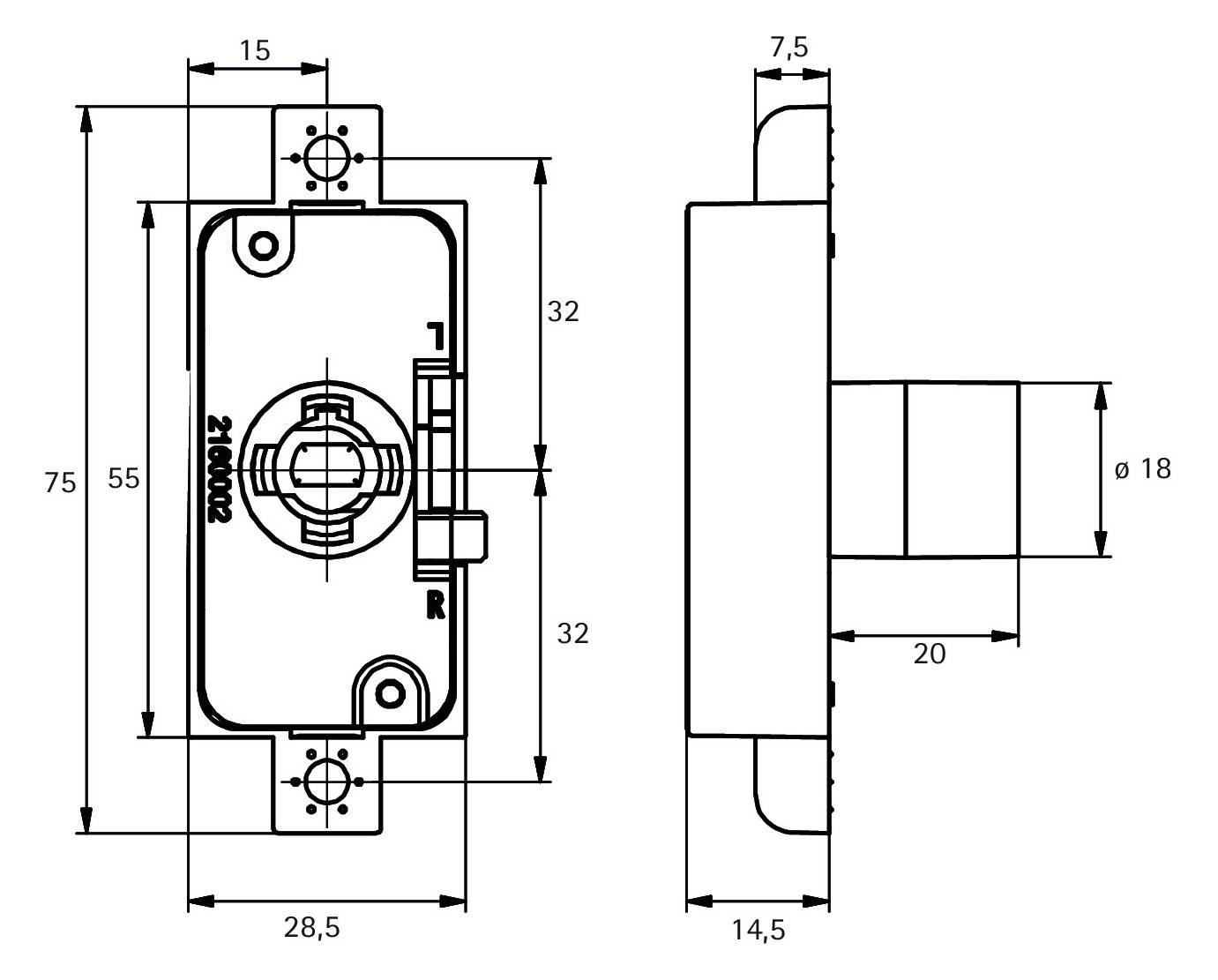 Vermaßte Strichzeichnung