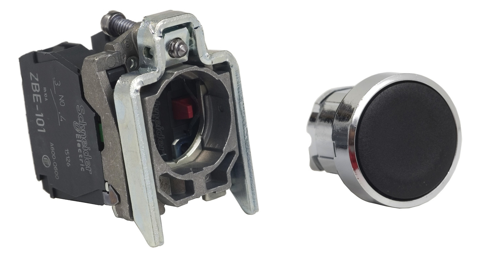 Drucktaster 1f sw rnd Ø22,5mm 1S 1Ö IP66 fl Tastend