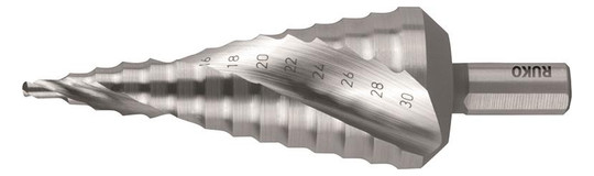 RUKO-Stufenbohrer HSS, spiralgenutet - 4,0-30,0mm, 14 Stufen