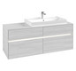 V&B Waschtischunterschrank Collaro 140x54,8x50cm, Waschtisch rechts, mit LED-Beleuchtung, white wood