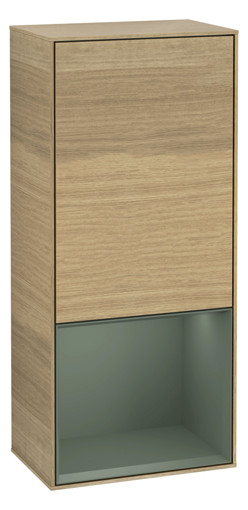 V&B Seitenschrank Wandbeleuchtung Finion 41,8cm, links, Regal unten Olive Matt, Oak Veneer