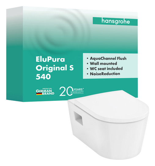 hansgrohe Wand-WC EluPura Original S mit WC-Sitz, weiß, ohne HygieneEffect und SmartClean