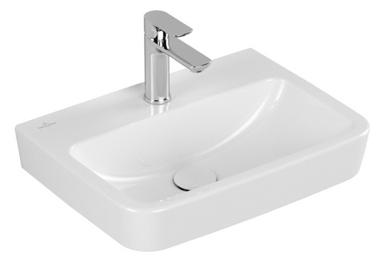 V&B Handwaschbecken O.Novo 50x37cm, eckig, mit Hahnloch, mit Überlauf, weiß