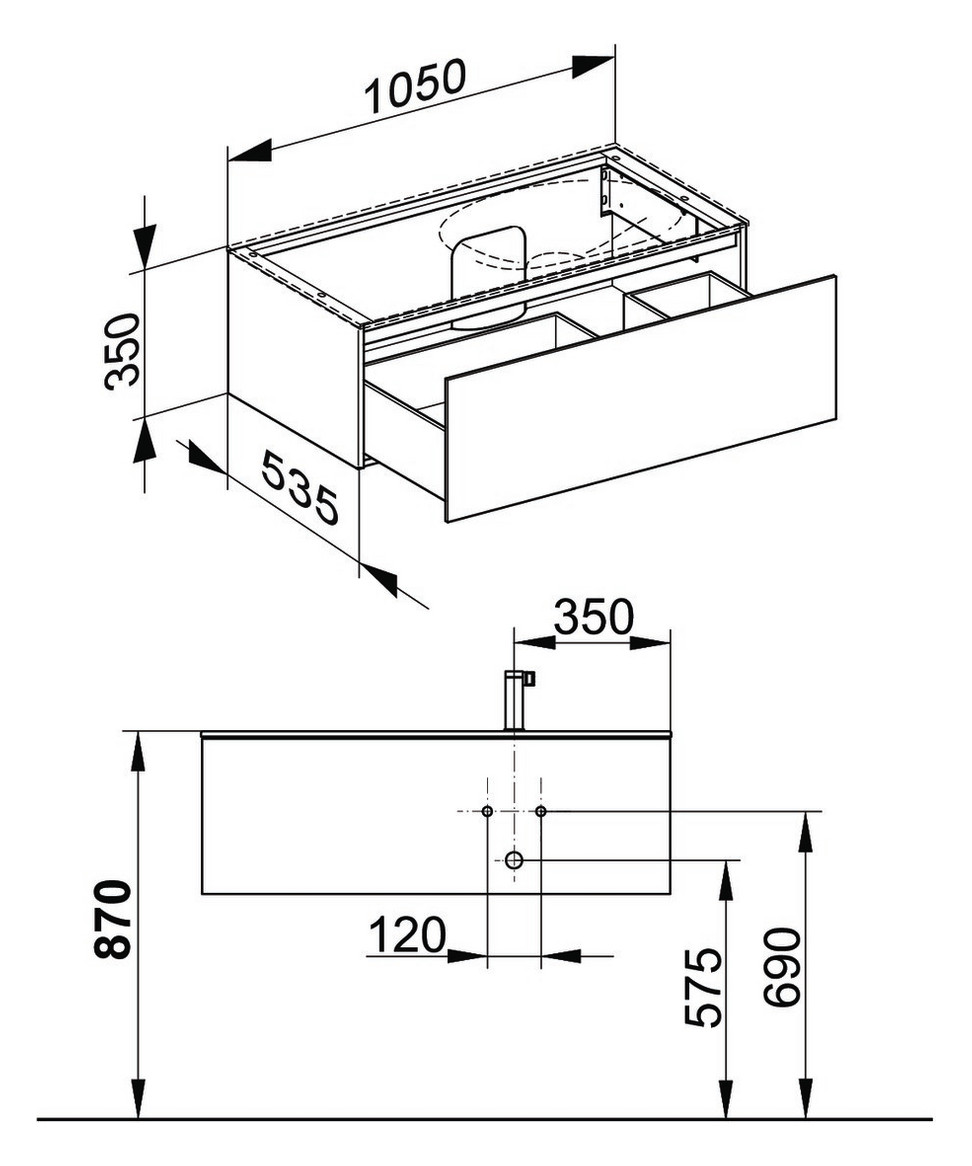 KEUCO Waschtischunterschrank Edition 11 Planning 105x35x53,5cm, 1 Frontauszug, rechts, Innenbeleuchtung, Lack Seidenmatt, Glas Schwarz