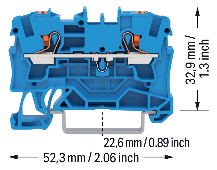 Reihenklemme 0,5-6qmm 1Etage 2kl bl 32A TS35 Hutschiene TH35