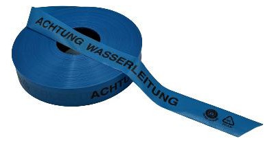 Bild Trassen-Warnband 250 m Achtung Wasserleitung aus mindest 80% Regranulat Blauer Eng - KELMAPLAST-0