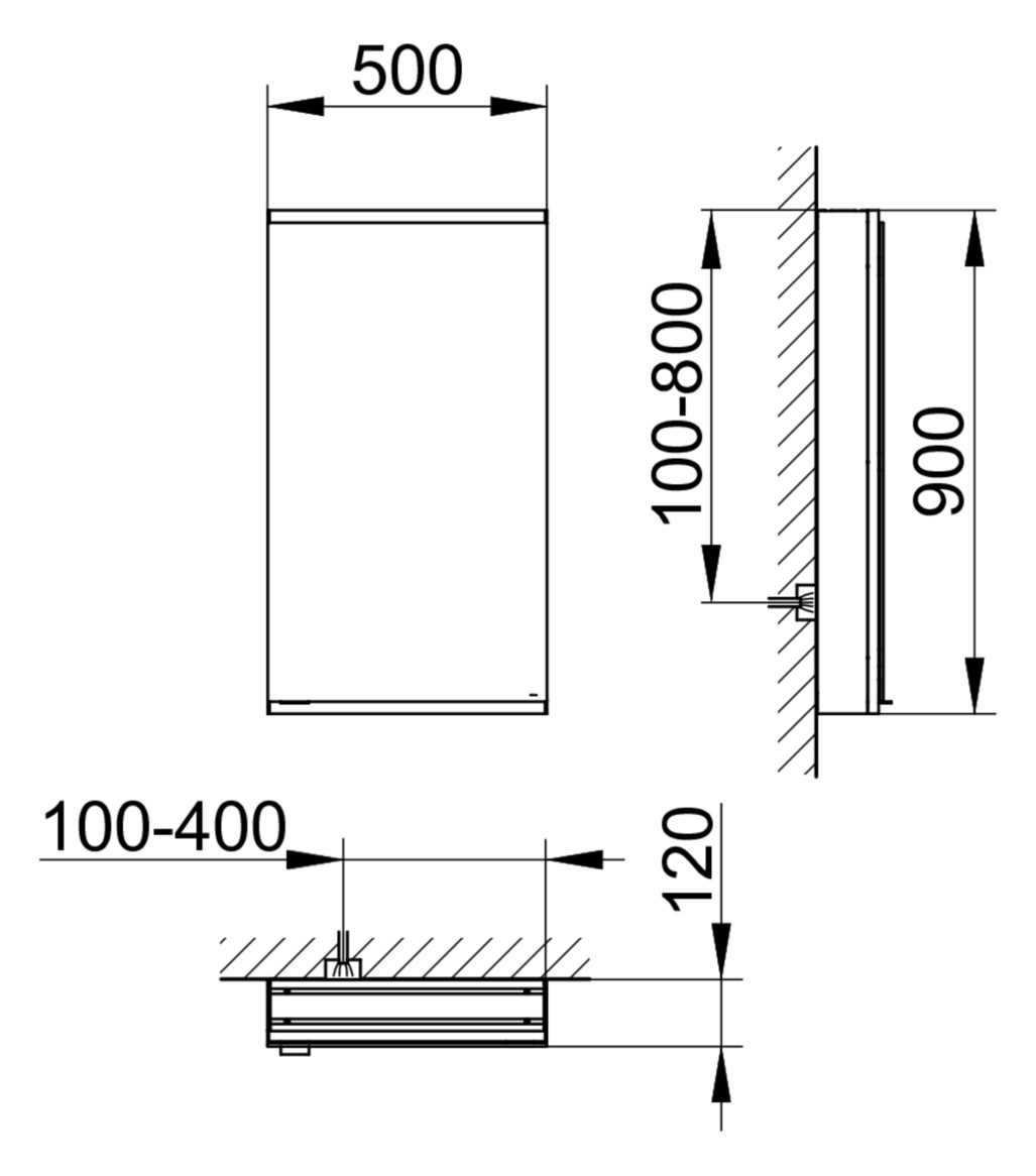 KEUCO Spiegelschrank Royal Modular 2.0 500 x 900 x 120 mm, ohne Steckdose, Wandvorbau, 1-türig, rechts, beleuchtet KEUCO Spiegelschrank Royal Modular 2.0 500 x 900 x 120 mm, ohne Steckdose, Wandvorbau, 1-türig, rechts, beleuchtet