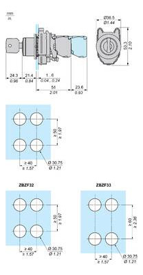 Wahlschalter 3stuf Schlüssel Ø30,5mm 2S IP66