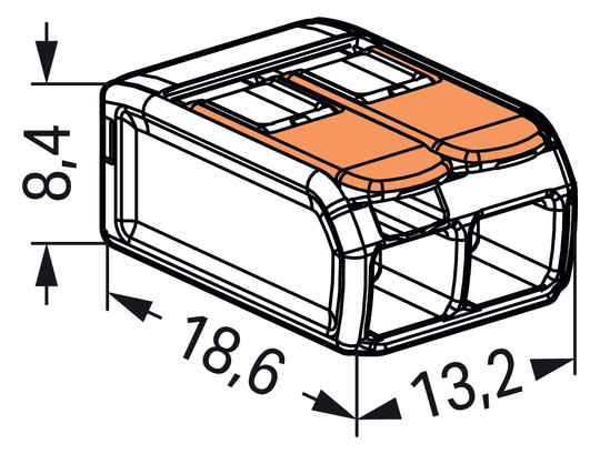 Verbindungsklemme 2x0,2-4qmm COMPACT mit Betätigungshebeln 221-412