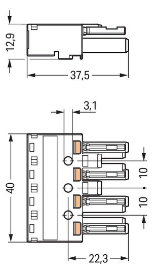 Steckverbinder Gebäude 4p Serie 770 25A Federzug 400V Buchse 4qmm N/PE1/PE2/L