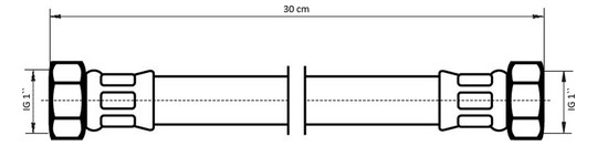 NEOPERL Panzerschlauch NEOFLEX DT 1" x 1", 300 mm, IGxIG, diffusionsdicht