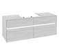 V&B Waschtischunterschrank Collaro 140x54,8x50cm, Waschtisch mittig, LED-Beleuchtung 10,4 W, white wood