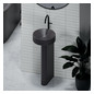 Waschtisch Pedestal BetteSuno d= 34x86,3cm, mit Hahnloch, silver