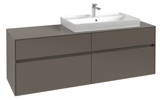 V&B Waschtischunterschrank Collaro 160x54,8x50cm, Waschtisch rechts, LED-Beleuchtung 12W, stone oak