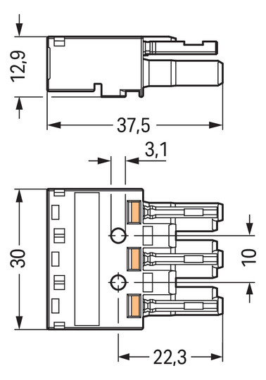 Steckverbinder Gebäude 3p Serie 770 25A Federzug 250V Buchse 4qmm 1/2/L