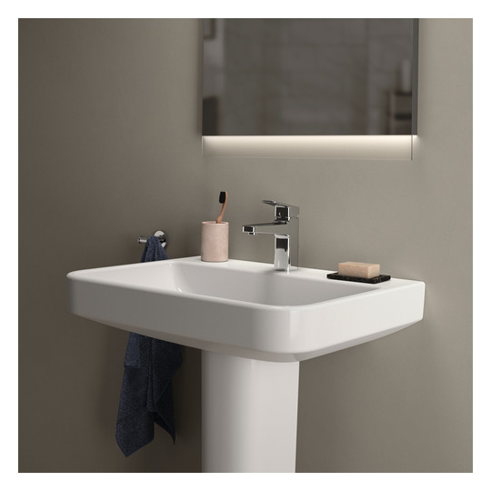 Ideal-Standard Waschtisch i.life B 65x48x18cm, mit Hahnloch, weiß antibakteriell Smart Guard