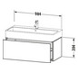 Duravit Waschtisch-Unterschrank L-Cube 98,4x 45,9 cm, dolomiti grey Hochglanz, 1 Auszug, wandhängend