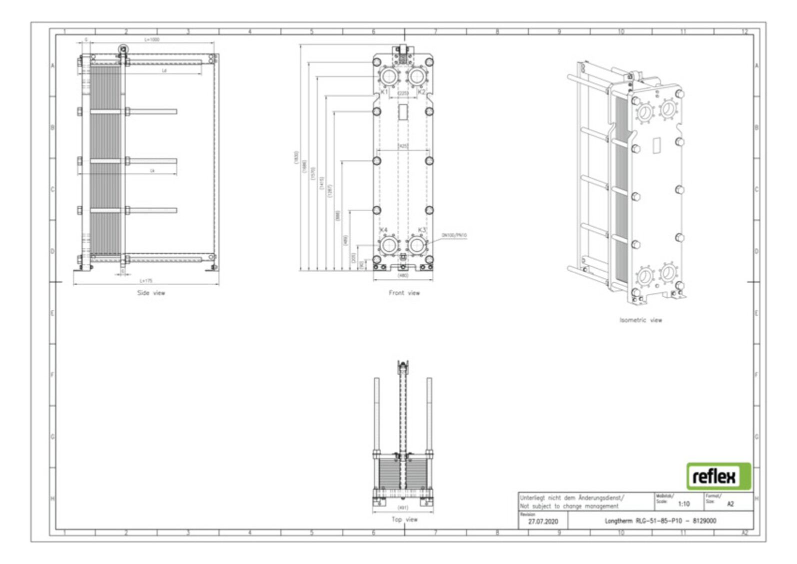 Reflex Wärmetauscher Longtherm RLG-51-85 Plattenzahl 85, geschraubt, Edelstahl