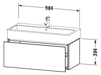 Duravit Waschtisch-Unterschrank L-Cube 98,4x 45,9 cm, dolomiti grey Hochglanz, 1 Auszug, wandhängend