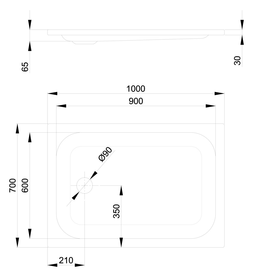 Duschwanne BetteSupra 5880 100x70x6,5cm, starwhite
